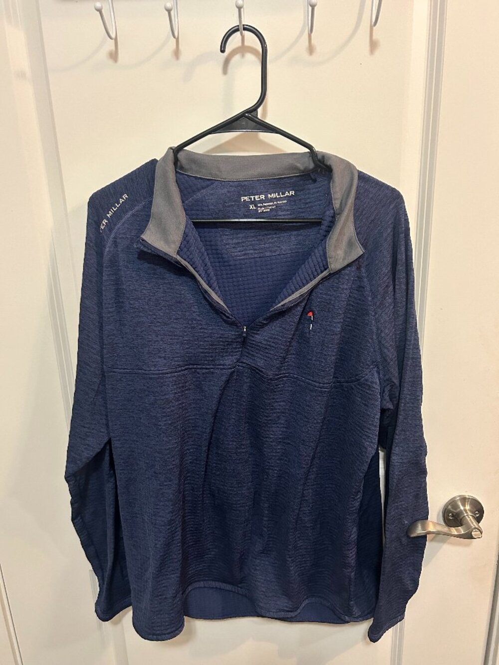 Peter Millar Men's XL Navy Quarter Zip Performance Golf Pullover Lightweight